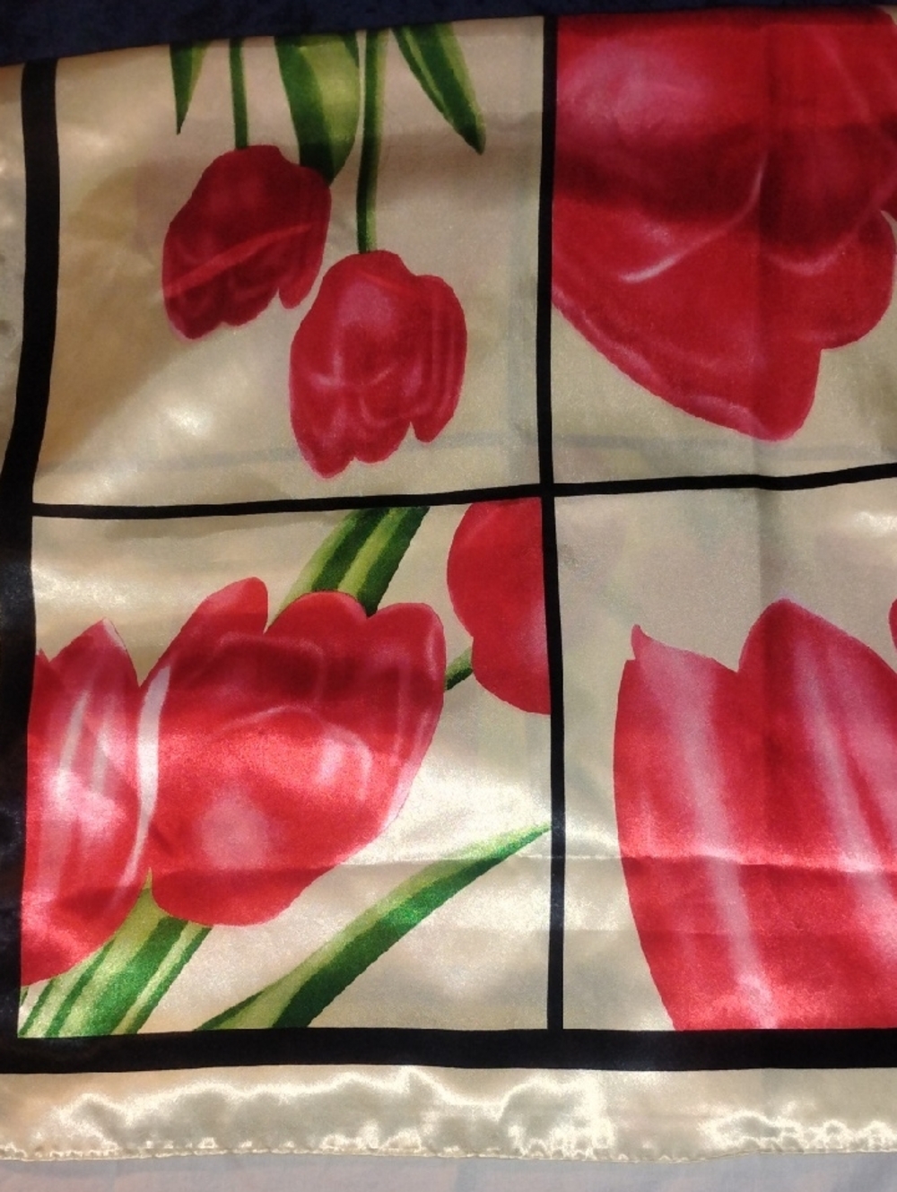Robin Ruth Red Tulip Silk-Feel Floral Scarf